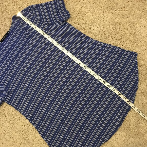 Rayon Blend Made in Canada Blue & White Barcode Striped Tee - Picture 13 of 15